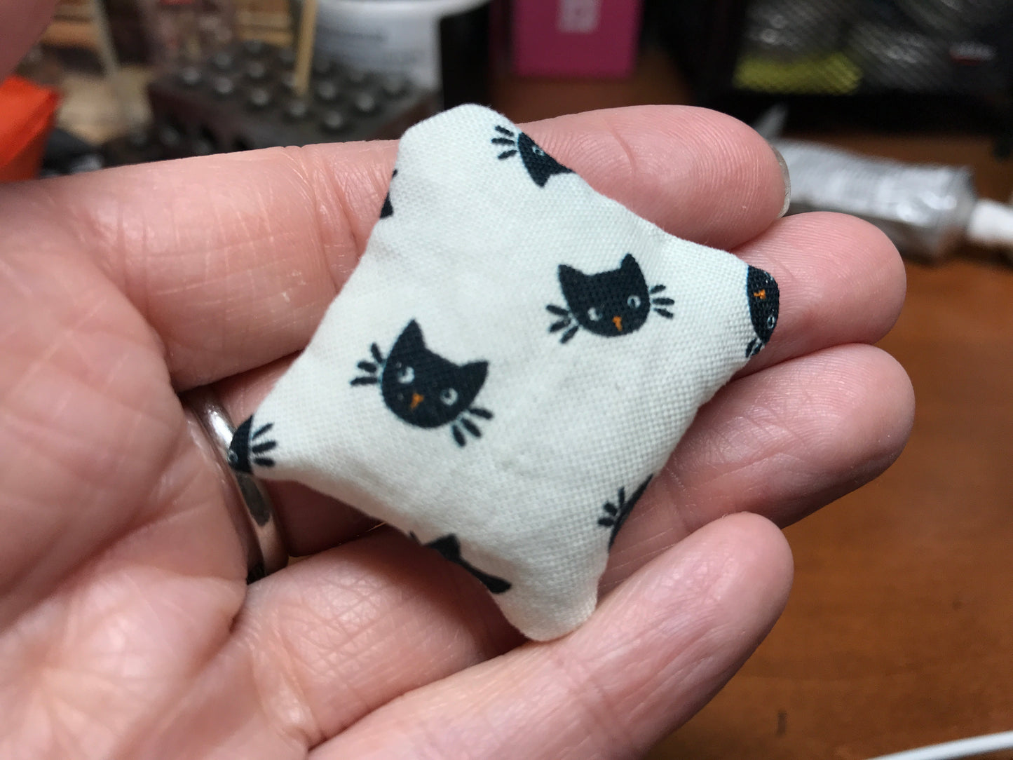 Black Cats on White Halloween Pillow - 1:12 Scale