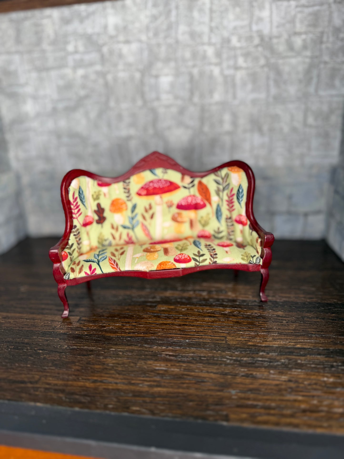 Mushroom Fabric Couch - Dollhouse Miniature 1:12 Scale