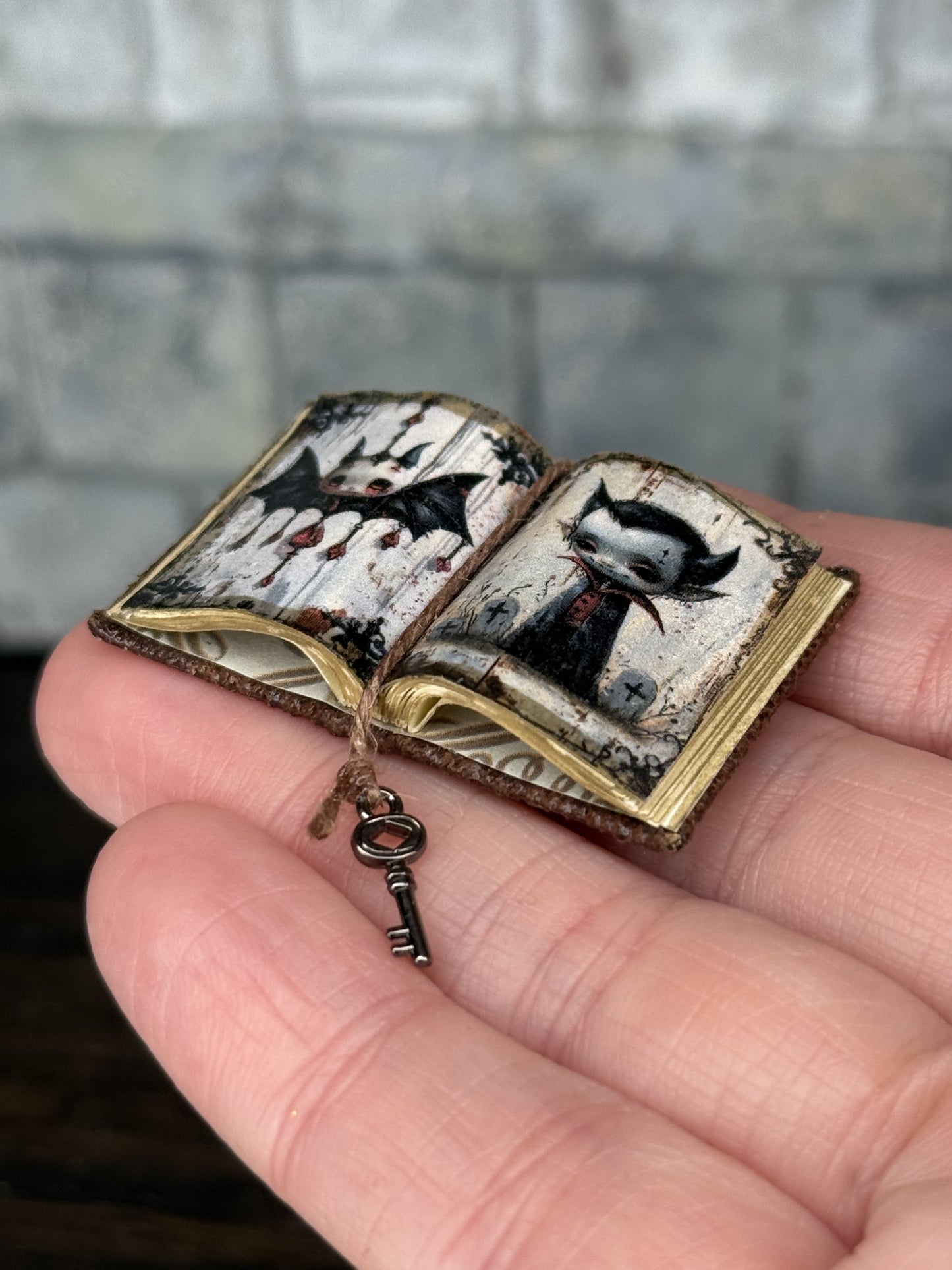 Cute Bat and Vampire Boy Open Book - 1:12 Scale