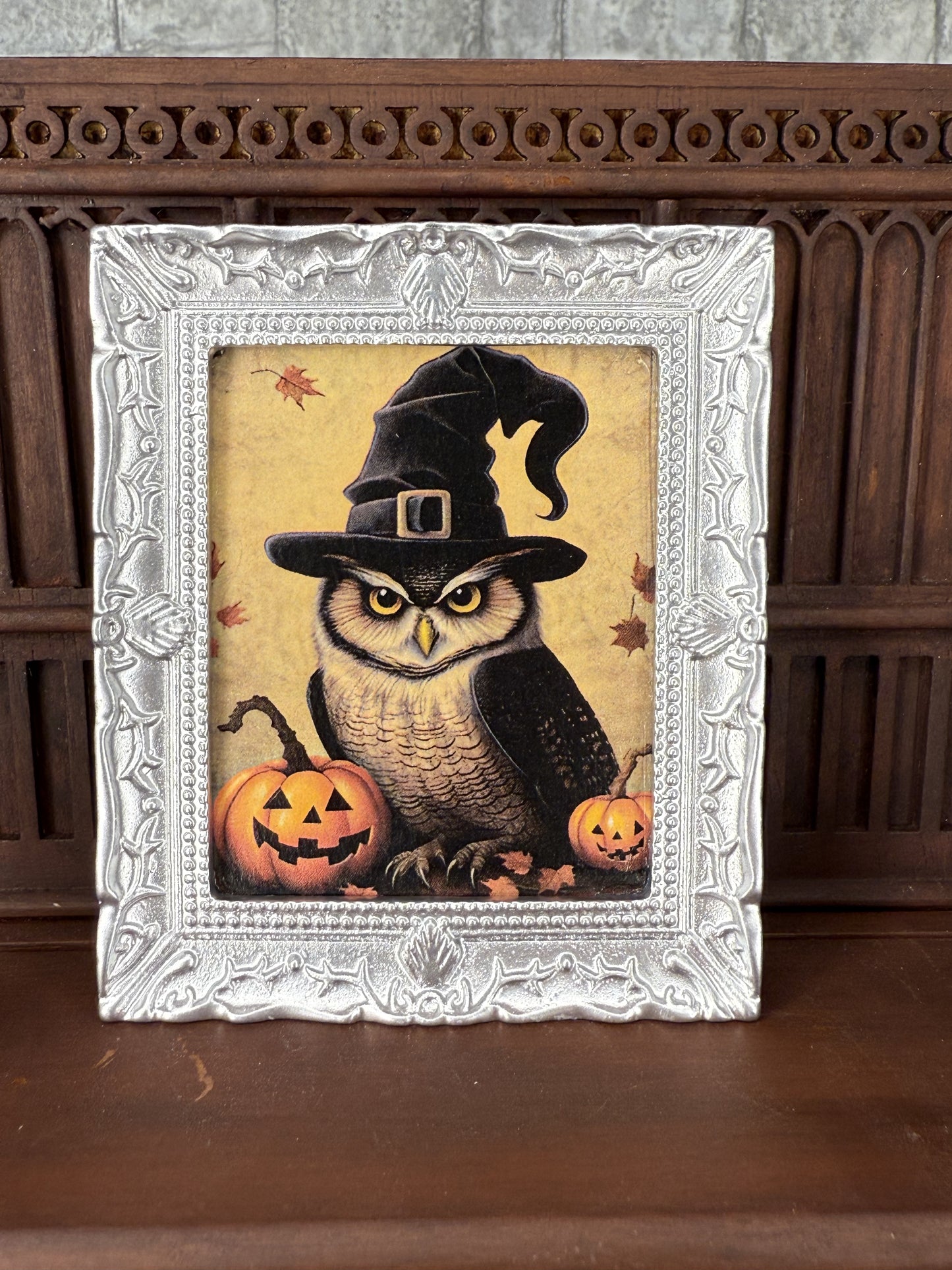Witch Owl Framed Printed Art - 1:12 Scale