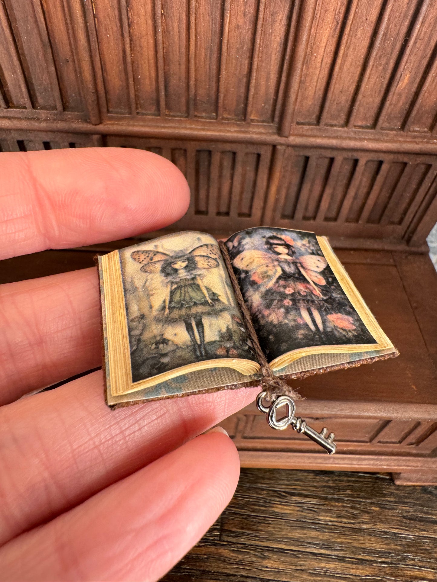 Old World Fairies with Pink Flowers Open Book - 1:12 Scale