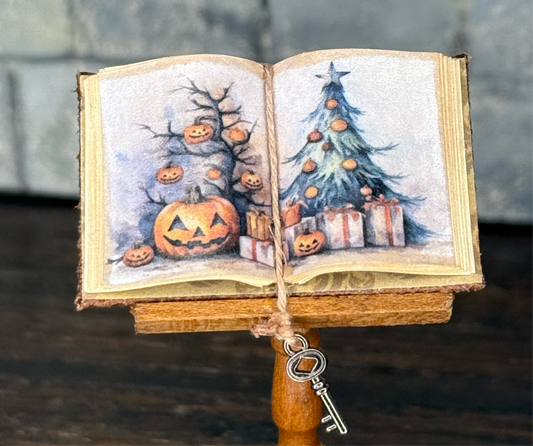 Hallowmas Tree and Jack-o-lanterns Open Book - 1:12 Scale