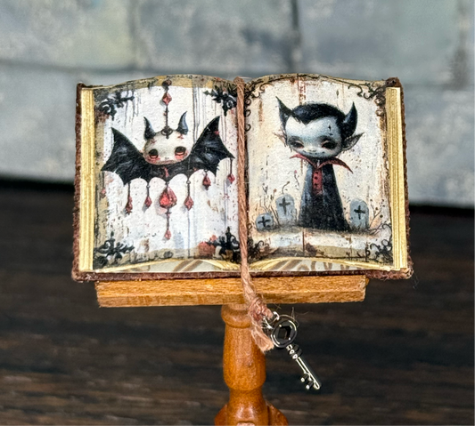 Cute Bat and Vampire Boy Open Book - 1:12 Scale