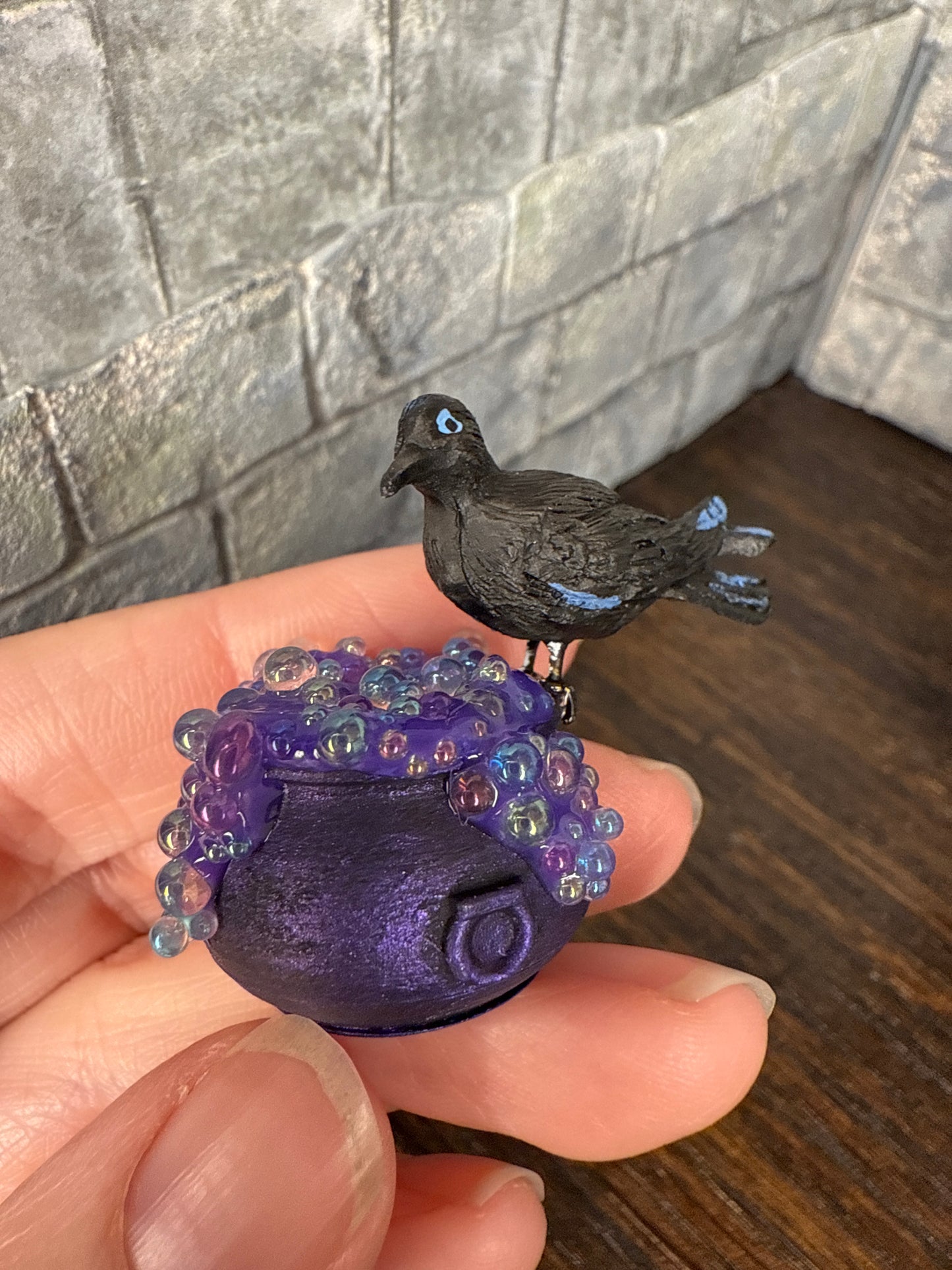 Bubbled Cauldron with Raven