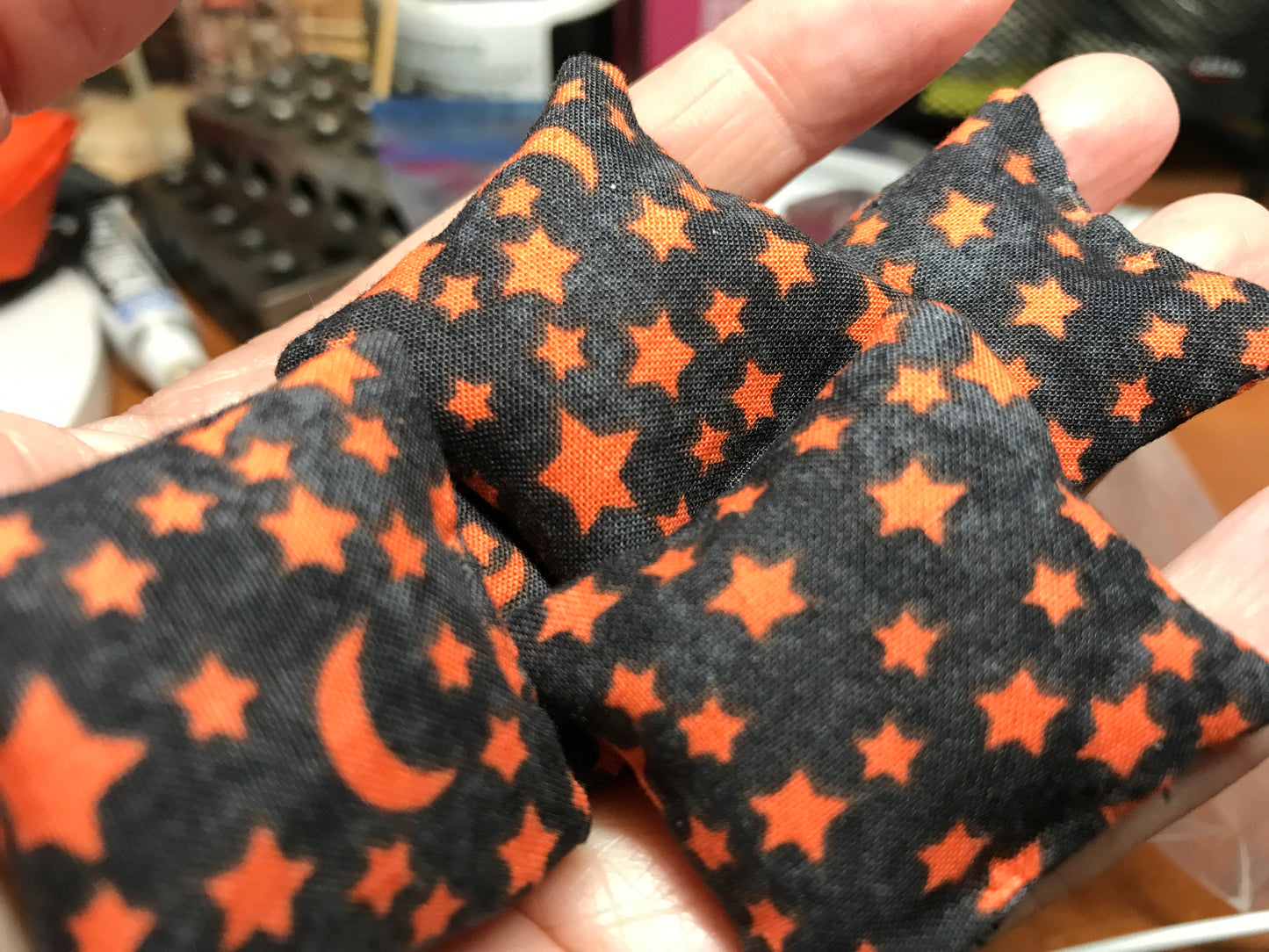 Orange Stars on Black Halloween Pillow - 1:12 Scalee