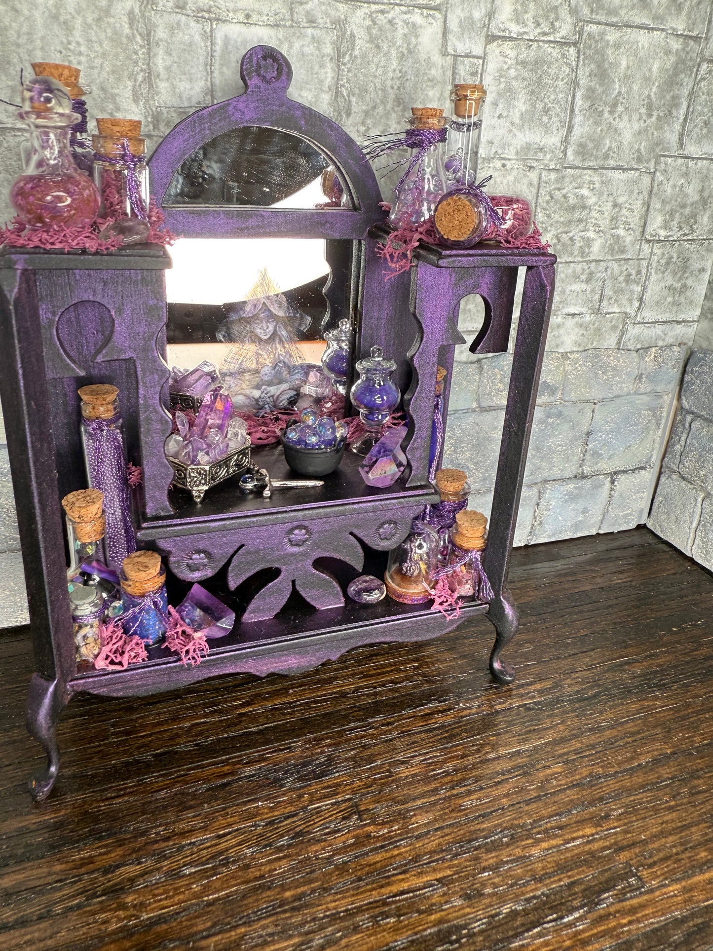 Purple Haunted Decorated Hutch