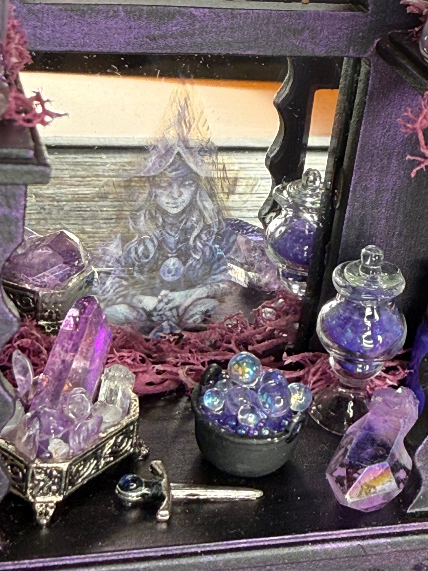 Purple Haunted Decorated Hutch