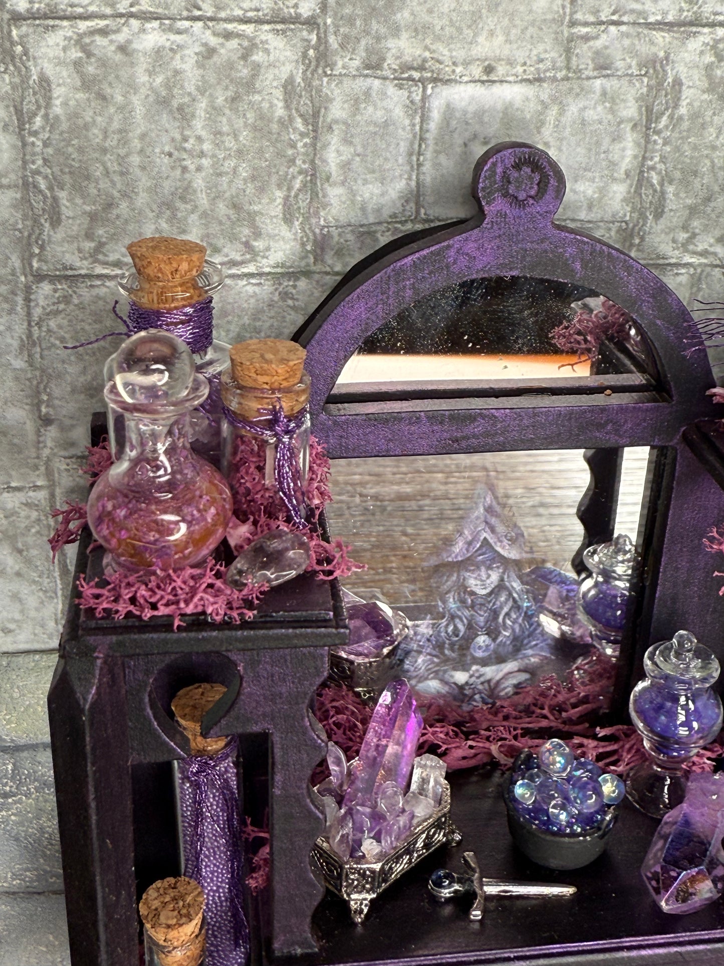 Purple Haunted Decorated Hutch