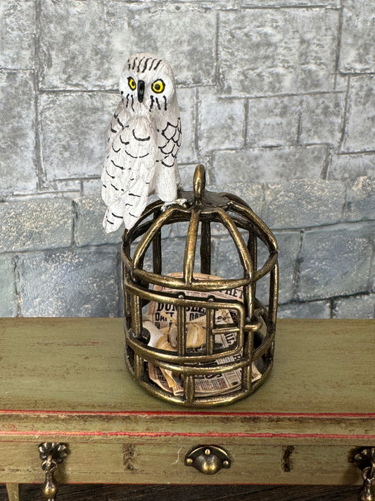 Owl on Bird Cage